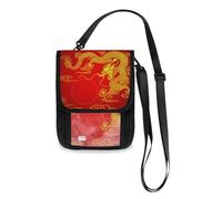 Mnsruu Dragon Gold Red - Cartera de viaje china para pasaporte, tarjetas de crédito, bolsa unisex cruzada con correa ajustable, #01, Talla única, moda
