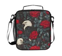 Mnsruu Eagles Red Roses - Lonchera térmica para niños, con correa de hombro congelable para niños y niñas, escuela, picnic
