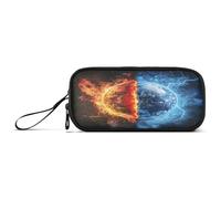 Mnsruu Earth Half - Estuche grande de almacenamiento para lápices, color rojo y azul con cremallera, gran capacidad, organizador para oficina, universidad, escuela, viajes, caja