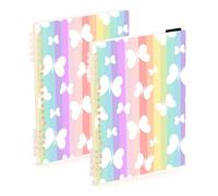Mnsruu Elegante cuaderno de espiral con diseño de mariposas arcoíris con rayas, tamaño A5, para el trabajo, la escuela, escritura, diario, rayado, 120 páginas, 15 x 21 cm, paquete de 2