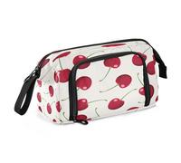 Mnsruu Estuche organizador de gran capacidad Cartuchera con diseño de bayas de cerezo rojo para adultos, Bayas rojas de cereza, Talla única, moda