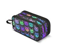 Mnsruu Estuche para lápices con diseño de gato de brujería y dibujos animados, gran capacidad, para escuela, oficina, papelería, organizador con cremallera, para niños, adolescentes y adultos,