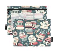 Mnsruu Estuche para lápices de diferentes manoplas de invierno para carpeta de 3 anillas, 2 estuches para lápices con cremallera, ventana transparente con cremallera para suministros de oficina