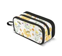 Mnsruu Estuche para lápices de flores silvestres y abejas para niños y niñas, bolsa de gran capacidad, organizador de papelería, bolsa con cremallera, para niños, adolescentes y adultos, Formato A401,