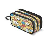 Mnsruu Estuche para lápices de fútbol deportivo con 3 compartimentos, estuche para bolígrafos, estuche escolar portátil para guardar artículos de papelería para niñas y niños