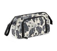 Mnsruu Estuche para lápices de gran capacidad, color negro, con diseño de perros tristes, bolsa de papelería, escuela, universidad, oficina, organizador para adolescentes, adultos y estudiantes,