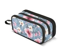 Mnsruu Estuche para lápices de gran capacidad, con 3 compartimentos, para niños y niñas, organizador de almacenamiento de suministros de oficina, estuche grande, hoja de eucalipto dorado