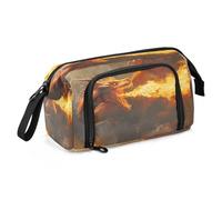 Mnsruu Estuche para lápices de gran capacidad, diseño de dragón rojo, estuche organizador de oficina, para niños y niñas, Un dragón rojo que respira fuego, Talla única, moda