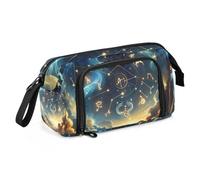 Mnsruu Estuche para lápices de gran capacidad, las doce estrellas del zodiaco en el cielo nocturno, bolsa para bolígrafos, bolsa de papelería, escuela, universidad, oficina, organizador para