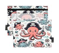 Mnsruu Estuche para lápices de pulpo para carpeta de 3 anillas, 2 estuches para lápices con cremallera, estuche transparente con cremallera para suministros de oficina, multicolor, Talla única