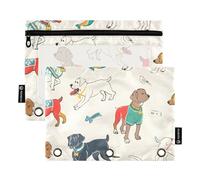 Mnsruu Estuche para lápices para carpeta de 3 anillas, estilo Richard Scari, estuche para lápices de perro, bolsa de cosméticos con cremallera y ventana transparente para oficina, viajes, cosméticos,