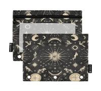 Mnsruu Estuche para lápices Roma con signos del zodiaco para carpeta de 3 anillas, 2 estuches para lápices con cremallera, ventana transparente con cremallera para suministros de oficina, multicolor