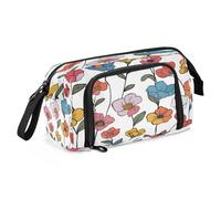 Mnsruu Estuche simple y colorido con diseño de flores de gran capacidad, estuche para lápices, papelería, oficina, organizador para niños y niñas, Especies de flores simples y coloridas, Talla única