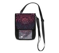 Mnsruu Ethnic Bloom - Cartera de viaje con diseño floral rosa para pasaporte, tarjetas de crédito, bolsa de viaje, unisex, con correa ajustable, #01, Talla única, moda