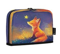 Mnsruu Fox Under The Starry Night - Estuche para lápices de pie de gran capacidad para niños y niñas, estuche multicapa para lápices, organizador de papelería para la escuela, la oficina y el trabajo