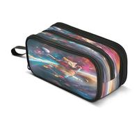 Mnsruu Funny Astronaut Cats Galaxy - Estuche para lápices de gran capacidad con 3 compartimentos, organizador de almacenamiento escolar para niños y niñas