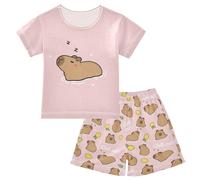 Mnsruu Good Night Cute Capybara P - Conjunto de pijama corto de algodón de 2 piezas, Multicolor, 6 años