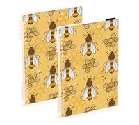 Mnsruu Hardworking Bee Notebook - Cuaderno de espiral A5 para el trabajo, escuela, escritura, diario, rayado, 120 páginas, 15 x 21 cm, paquete de 2