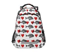 Mnsruu Heart Fish Bones - Mochila escolar para estudiantes y adolescentes