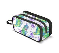 Mnsruu Hermoso estuche con patrón de pavo real para niños y niñas, gran capacidad, organizador de artículos de papelería, estuche con cremallera para niños, adolescentes y adultos, multicolor,