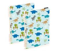 Mnsruu ISAOA - Cuaderno de dibujos animados con diseño de dinosaurios y árboles, A5, encuadernado, para el trabajo, la escuela, escritura, diario, rayado, 120 páginas, 15 x 21 cm, paquete de 2