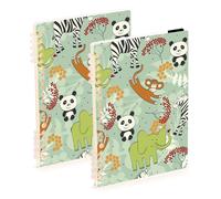 Mnsruu ISAOA - Cuaderno de dibujos animados de animales de la selva, tamaño A5, encuadernado, para el trabajo, la escuela, escritura, diario, rayado, 120 páginas, 15 x 21 cm, paquete de 2