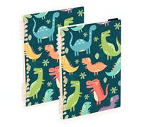 Mnsruu ISAOA - Cuaderno de espiral A5 con diseño de dinosaurios divertidos para el trabajo, escuela, escritura, diario, rayado, 120 páginas, 15 x 21 cm, paquete de 2
