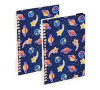 Mnsruu ISAOA Star Systems From Outer Space - Cuaderno de espiral A5 para trabajo, escuela, escritura, diario, rayado, 120 páginas, 15 x 21 cm, paquete de 2