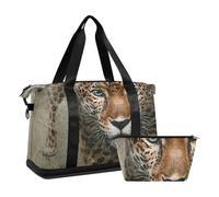 Mnsruu Jaguar - Bolsas deportivas de lona con diseño de animales de acuarela, tigre y leopardo, #04, Talla única, moda
