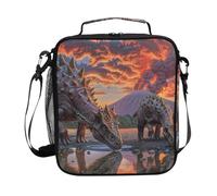 Mnsruu Jurassic Dinosaurs Forest - Lonchera térmica térmica para niños y niñas, diseño de dinosaurios jurásicos