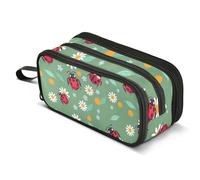 Mnsruu Ladybugs Daisy - Estuche para lápices de gran capacidad con 3 compartimentos, organizador de almacenamiento escolar para niños y niñas
