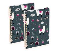 Mnsruu Lama and Cute - Cuaderno de espiral A5 con diseño de cactus para el trabajo, la escuela, escritura, diario, rayado, 120 páginas, 15 x 21 cm, paquete de 2
