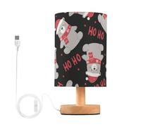 Mnsruu Lámpara de mesa de noche con patrón de oso gris de Navidad, lámpara de mesita de noche, lámpara de escritorio con pantalla de tela, lámpara pequeña para dormitorio, sala de estar (bombilla