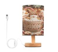 Mnsruu Lámpara de mesa de noche, taza de café, malvavisco, hombre de jengibre, lámparas de mesita de noche, lámpara de mesa de luz LED, lámpara de escritorio de tela, lámpara pequeña para dormitorio