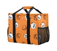 Mnsruu Lazy Panda on The Orange - Bolsas de compras reutilizables con patrón de baloncesto para cocina, viajes, bolsa de playa lavable