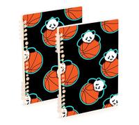 Mnsruu Lazy Panda on The Orange - Cuaderno de baloncesto A5, encuadernado, para el trabajo, la escuela, escritura, diario, rayado, 120 páginas, 15 x 21 cm, paquete de 2