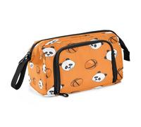 Mnsruu Lazy Panda on The Orange - Estuche organizador de gran capacidad con diseño de baloncesto para niños y niñas