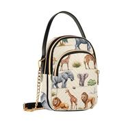 Mnsruu León elefante gacela rinoceronte guepardo antílope bandolera para mujer, bolso de cadena desmontable para teléfono, bolso de hombro