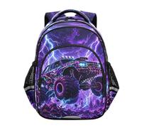 Mnsruu Lightning Monster Truck - Mochila para niñas, mochila escolar ligera para jardín de infantes, pequeña, Camión monstruo Lightning, M, Mochilas rucksack