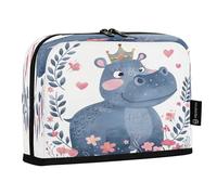 Mnsruu Little Princess Hippo A Crown - Estuche para lápices de pie de gran capacidad para niños y niñas, estuche multicapa para lápices, organizador de papelería para la escuela, la oficina y el