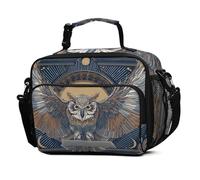 Mnsruu Magical Owl Moon - Lonchera grande aislada para niños y niñas, reutilizable, bolsa de almuerzo escolar con correa para el hombro
