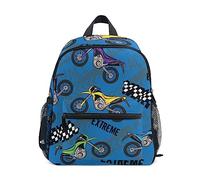 Mnsruu Mochila colorida de motocicleta para niños y niñas, mochila escolar para niños y niñas, A1289, 25.40x30.5x10cm