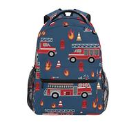 Mnsruu Mochila de camiones de bomberos para niños y niñas, mochila de viaje para niños, mochila para laptop, C111