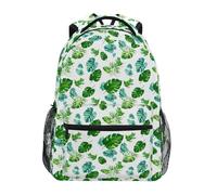 Mnsruu Mochila escolar para niños y niñas, diseño de hojas de rana verde, mochila escolar, mochila informal para libros, campus, viajes, deportes