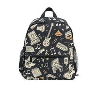 Mnsruu Mochila escolar pequeña para niños, música rock, guitarra, preescolar, bolsa de hombro para jardín de infantes, mochila escolar primaria para niños y niñas, Guitarra Rock Music, Small