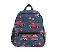 Mnsruu Mochila infantil de camiones de bomberos, mochila preescolar, mochila escolar para niños y niñas, A1178, 25.40x30.5x10cm