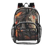 Mnsruu Mochila transparente para estudiantes, niños y niñas, mochila de pintura de caballos guapos para la escuela y la universidad