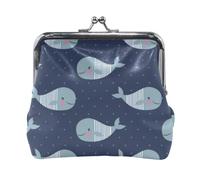 Mnsruu Monederos portátiles para mujeres y niñas, ballenas en azul oscuro, bolsa de lunares, mini monedero, monedero de cambio de beso, monederos pequeños de cuero para mujeres y niñas, tarjetas de