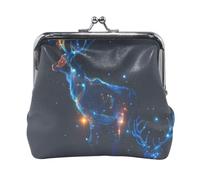 Mnsruu Monederos portátiles para mujeres y niñas, diseño de ciervo de hadas del cielo estrellado, mini monedero, monedero de cambio de beso, monederos pequeños de cuero para mujeres y niñas, tarjetas