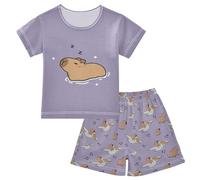 Mnsruu Night Cute Capybara - Conjunto de pijama corto de algodón para dormir, 2 piezas, Multicolor, 6 años